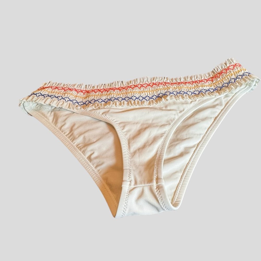 Tory Burch Costa Hipster bikini bottom size medium NWOT with smocking /ruffles